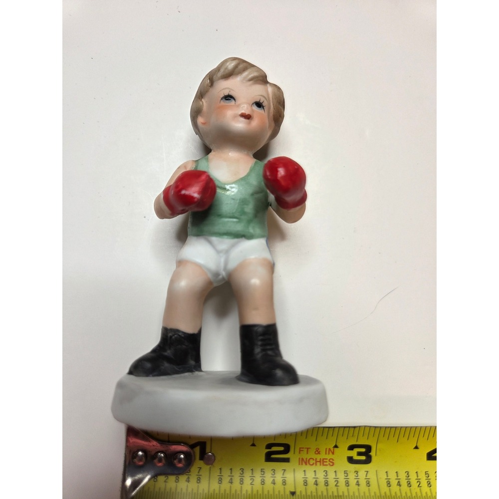 Vintage Norcrest Porcelain Boy Boxer Figurine Hand Painted Red Gloves Korea 4in